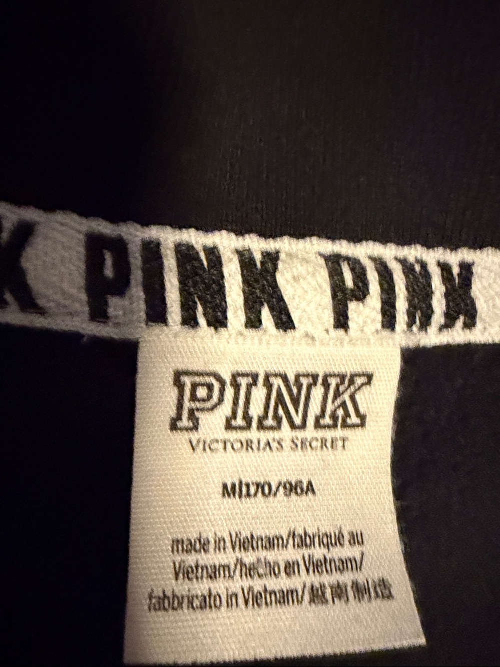 PINK Victoria's Secret Black Half-Zip Pullover with White Sleeve Panels - Picture 2 of 6